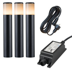 Ludeco Outdoor Lighting UK 12v Kit 3 Light Ivan Post Light  Black