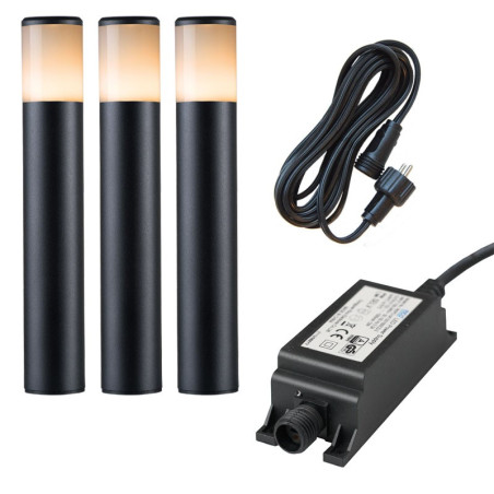Ludeco Outdoor Lighting UK 12v Kit 3 Light Ivan Post Light Black