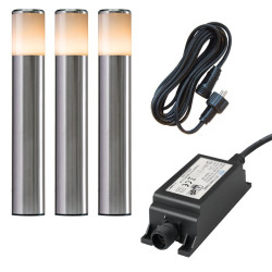 Ludeco Outdoor Lighting UK 12v Kit 3 Light Sten Post Light  Steel
