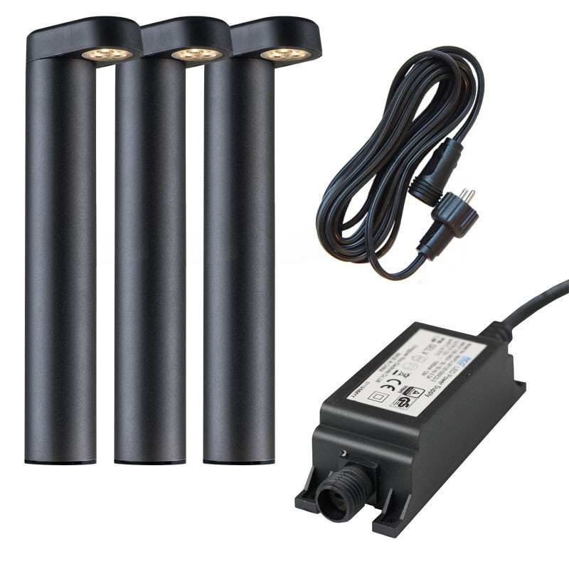 Ludeco Outdoor Lighting UK 12v Kit 3 Light Oskar Post Light  Black