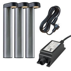 Ludeco Outdoor Lighting UK 12v Kit 3 Light Arvid Post Light  Steel