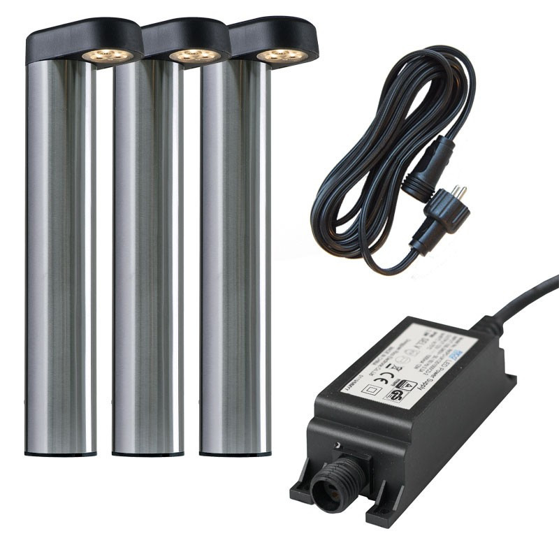 Ludeco Outdoor Lighting UK 12v Kit 3 Light Arvid Post Light  Steel
