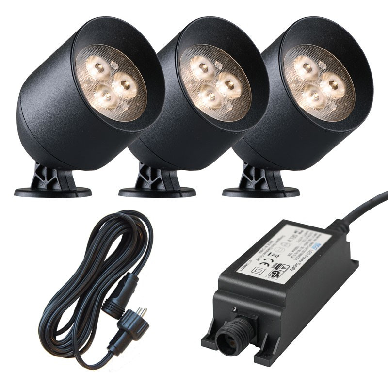 Ludeco Outdoor Lighting UK 12v Kit 3 Light Laros 1w SpotLight  Black