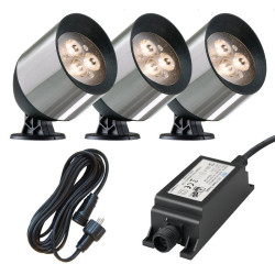 Ludeco Outdoor Lighting UK 12v Kit 3 Light Joren 1w SpotLight  Steel
