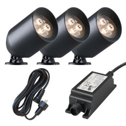 Ludeco Outdoor Lighting UK 12v Kit 3 Light Stig 1.5w SpotLight  Black