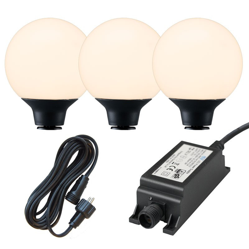 Ludeco Outdoor Lighting UK 12v Kit 3 Light  Orsin 1w Decorative Ball Set