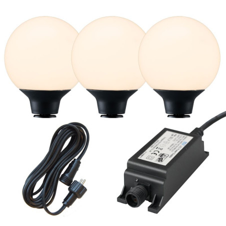 Ludeco Outdoor Lighting UK 12v Kit 3 Light Orsin 1w Decorative Ball Set