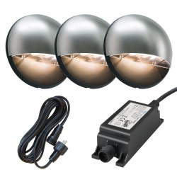 Ludeco Outdoor Lighting UK 12v Kit 3 Light  Aron 1w Eyelid Wall  Steel