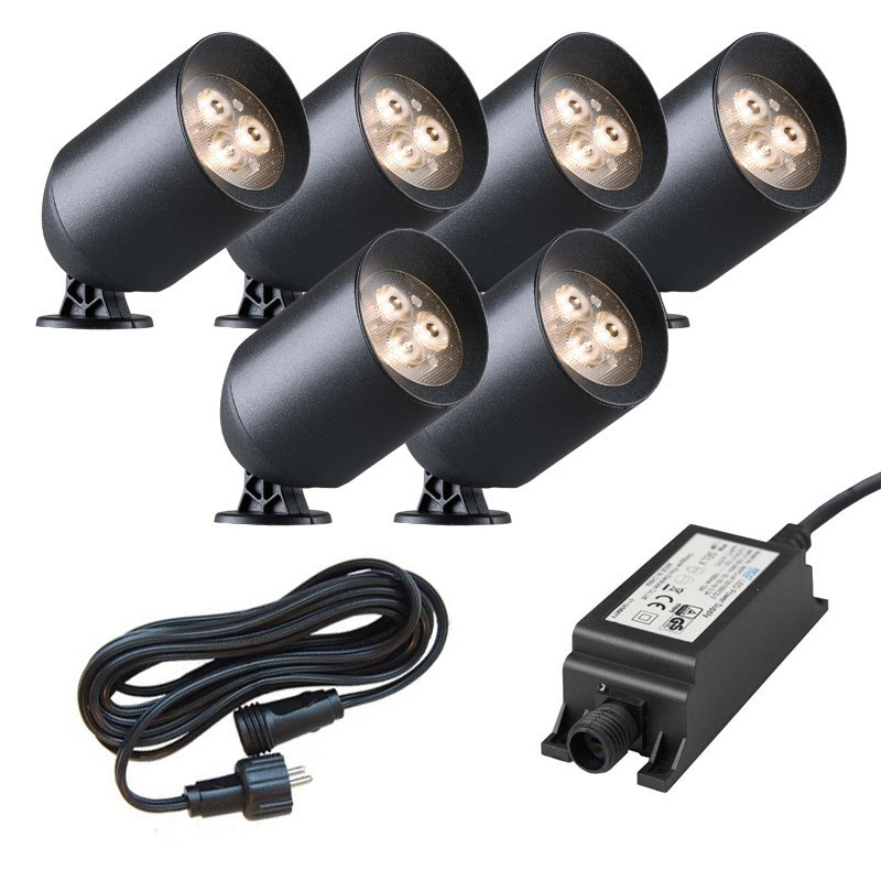 Ludeco Low Voltage 12v DIY UK 6 Light kit Stig 1.5w Spotlight Kit Black