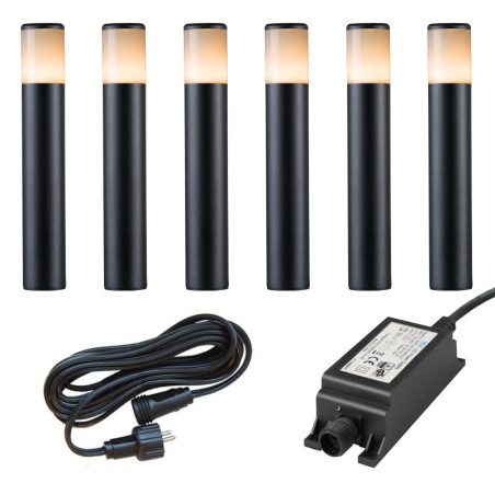 Ludeco Low Voltage 12v DIY UK 6 Light kit Ivan 1w Post Light Kit Black