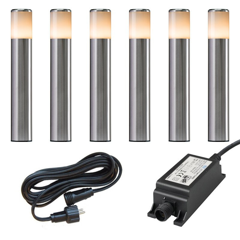 Ludeco Low Voltage 12v DIY UK 6 Light kit Sten 1w Post Light Kit Steel