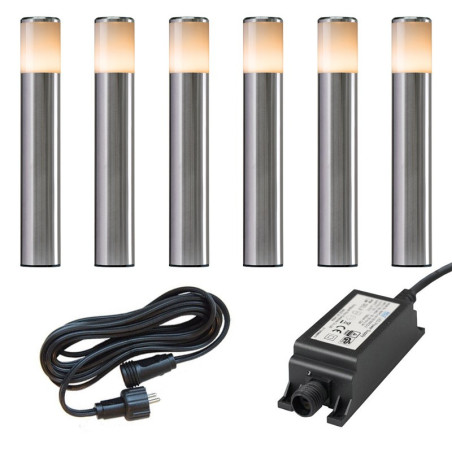 Ludeco Low Voltage 12v DIY UK 6 Light kit Sten 1w Post Light Kit Steel
