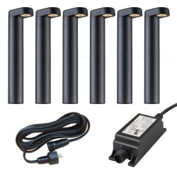 Ludeco Low Voltage 12v DIY UK 6 Light kit Oskar 1w Post Light Kit Black