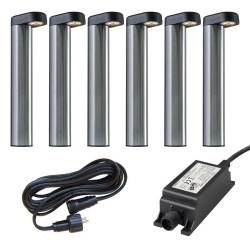 Ludeco Low Voltage 12v DIY UK 6 Light kit Arvid 1w Post Light Kit Steel