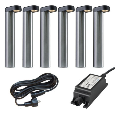 Ludeco Low Voltage 12v DIY UK 6 Light kit Arvid 1w Post Light Kit Steel