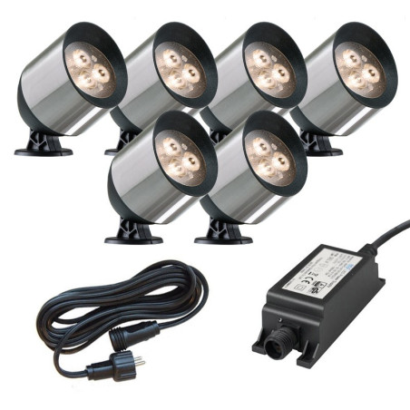Ludeco Low Voltage 12v DIY UK 6 Light 1w Spotlight Kit Steel