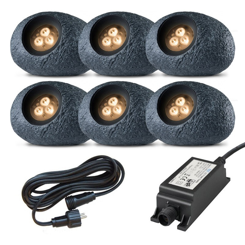 Ludeco Low Voltage 12v DIY UK 6 Light Ingor Rock 1.5w  Light Kit