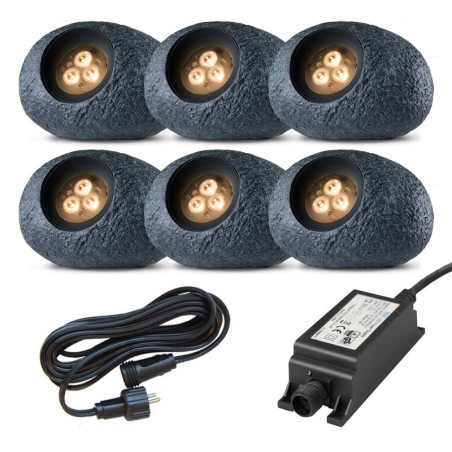 Ludeco Low Voltage 12v DIY UK 6 Light Ingor Rock 1.5w Light Kit