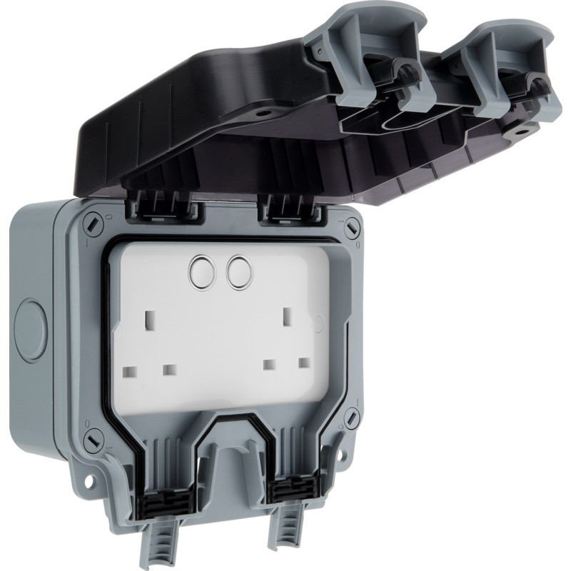 Ludeco Low Voltage Lighting UK Weatherproof IP66 Twin Smart WIFI 13 Amp Switched Socket Outlet 1