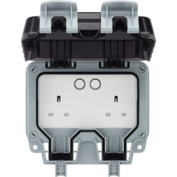 Ludeco Low Voltage Lighting UK Weatherproof IP66 Twin Smart WIFI 13 Amp Switched Socket Outlet