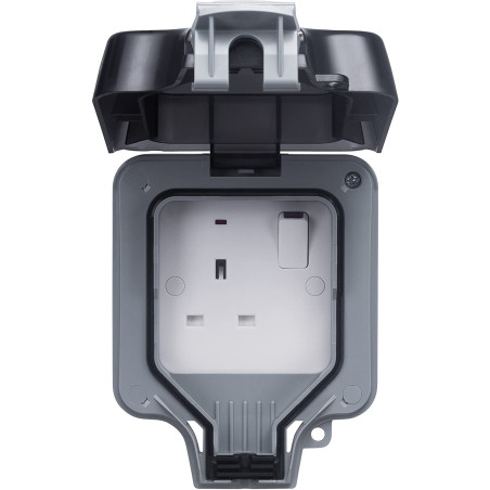 Ludeco Low Voltage Lighting UK Weatherproof IP66 Single 13 Amp Switched Socket Outlet