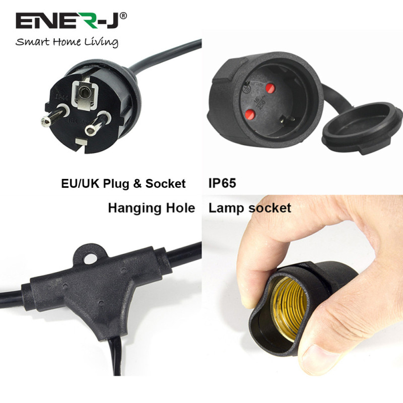 Outdoor IP65 Light  String Set Ener-J LED Filament Festoon Lighting Kit - 240 Volt 12
